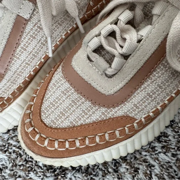 Dolce Vita Platform Sneakers Size 7.5 Beige Canvas Tan Suede Casual shoes - Picture 10 of 10